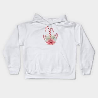 Australian Christmas - Candy Canes and Native Flowers Kids Hoodie